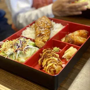 Bento with salmon