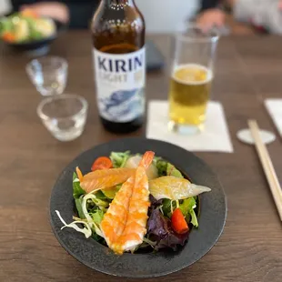 $70 LUNCH OMAKASE (1 of 5): Sashimi Salad - Scallop was so amazing!!! Traditional carrot/ginger dressing. Lots of sashimi.