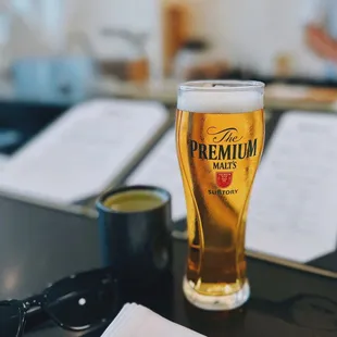 Green tea / $3 + Suntory premium malt / $11