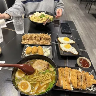 Chicken Katsu Curry Ramen, Takoyaki, shoyu ramen