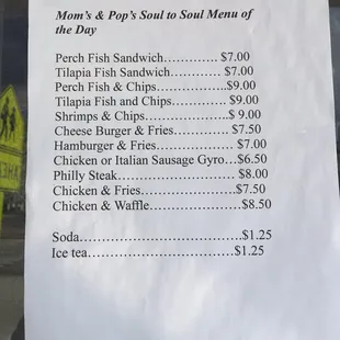 the menu
