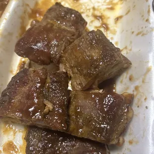 Rib tips ... forgot to take pictures of the before but hey you get the point they are pretty good the best I've had in a long time