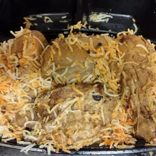 two drumsticks and two thighs come with the chicken biryani