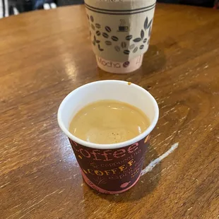 a cup of coffee on a table