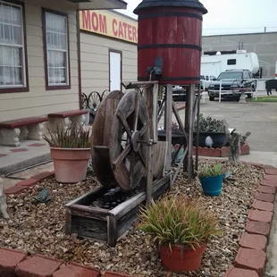 Water fountain out front.