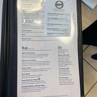 menu