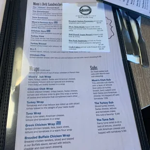 menu