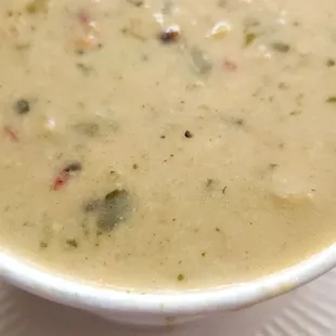 Chicken poblano soup was good.