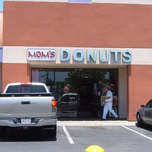 Exterior shot of the donut store while standing in the parking lot