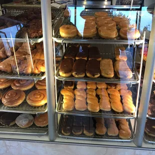 a display case full of donuts
