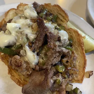 Philly on a croissant. Dry but still good