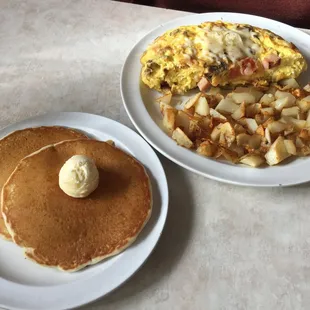 Omelette and pancakes