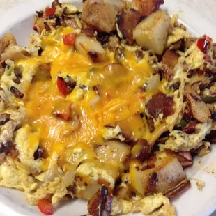 My favorite is a scramble with potatoes, onions, peppers, and mushrooms!