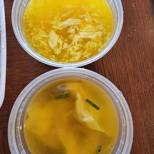 Egg drop soup and wonton soup came with entrée