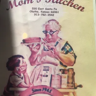 Front of menu