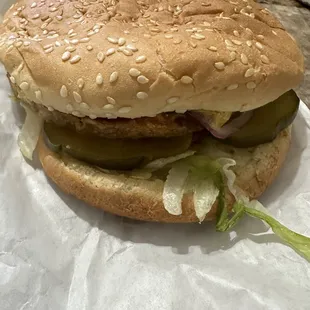 My really good veggie with cheese burger....