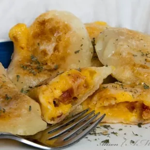 Our potato cheddar bacon pierogi.