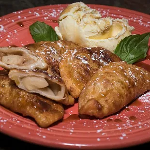Our Apple Pie pierogi.  Photo taken by Beach Club Bistro in Euclid, Ohio.  The currently offer a variety of flavors of our gourmet pierogies