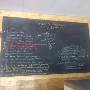 a menu on a blackboard