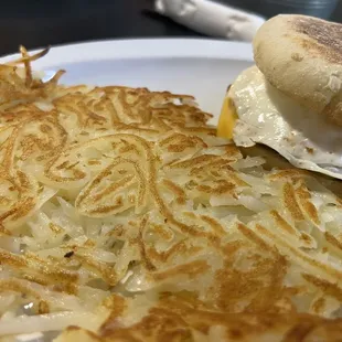 Tons of crispy hashbrowns!  This is one of the Senior Specials:  Egg, Sausage &amp; Cheese Muffin ($5.99)