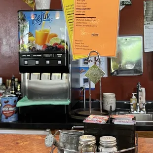 a coffee machine and menu