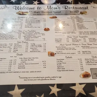 Menu in the table top