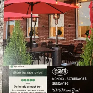 Outside dining