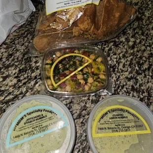 Dips and pita chips
