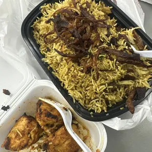 Yummo !  Goat Biriyani and Chicken Boti
