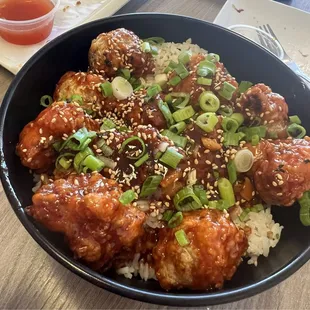 Fried Chicken Bowl with Korean Sauce