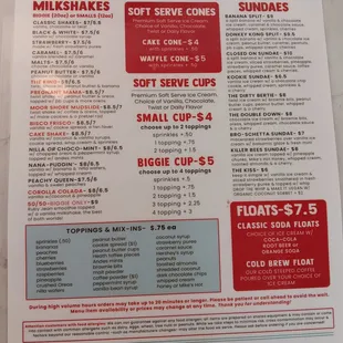 menu