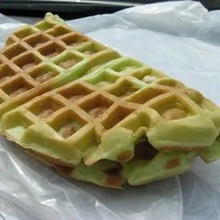 Green pandan coconut waffle