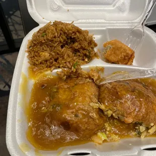 Shrimp egg foo young lunch special