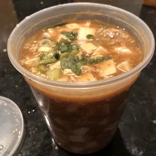 Mapo Tofu topped with scallions. What a generous portion!