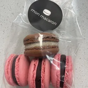 Raspberry Dark Chocolate Macaron and Triple Cinnamon Sugar Macaron