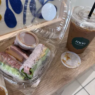 Fancy pork summer roll and Vietnamese iced coffee