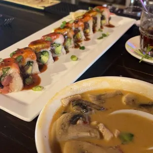 Tom Kha and Sunset Roll