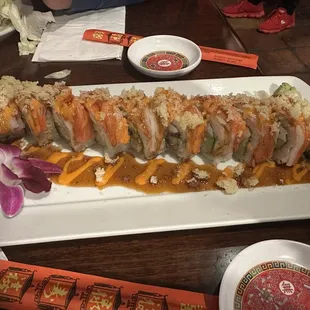 Shrimp tempera sushi roll.