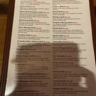 Specially rolls menu... dying to try them all!