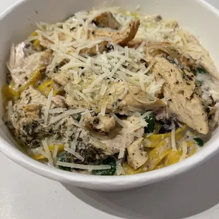 a bowl of chicken and vegetables