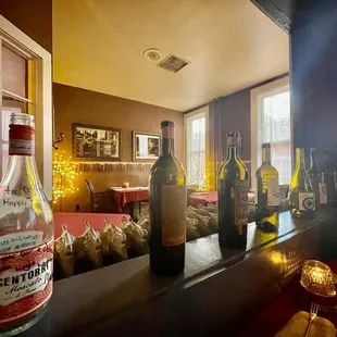 Wine bottle decor at our table