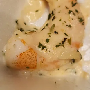 Shrimp Alfredo. Plain unseasoned shrimp