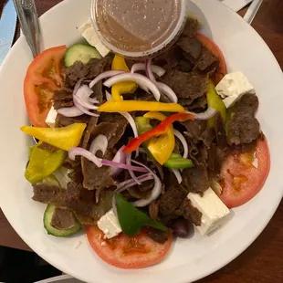 Greek salad with gyros