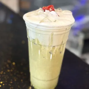 White chocolate matcha razz
