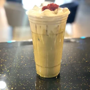White chocolate matcha razz