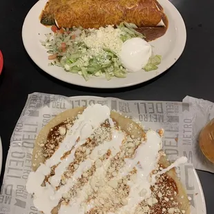 Chicken Fajita Burrito and Huarache Sencillo