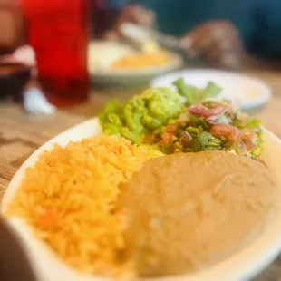 Fajita Pablanos beans and sides