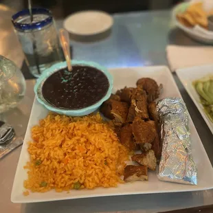 a plate of mexican food