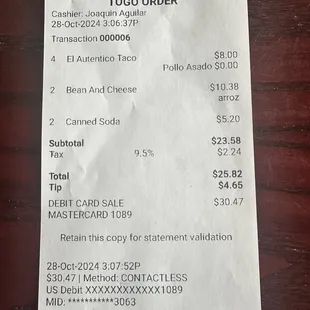 Receipt