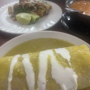 Chicken asada burrito supreme with slow made rice and beans!